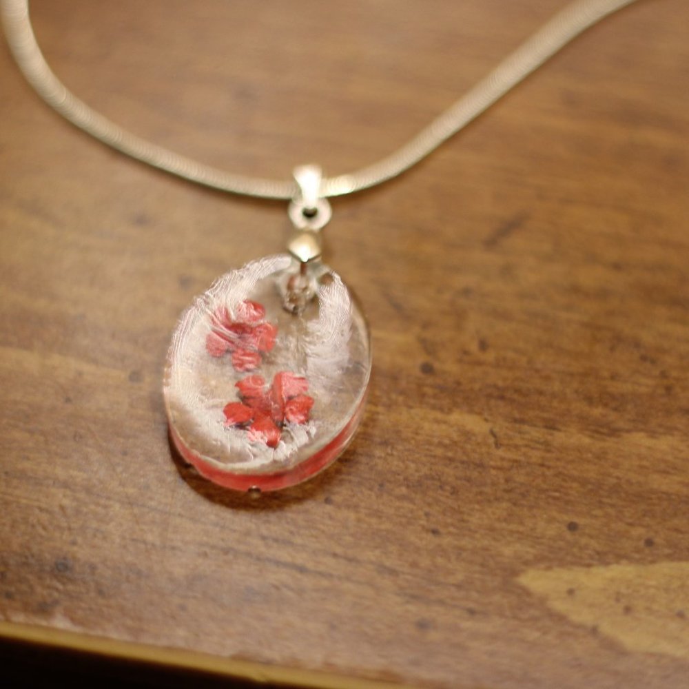 Kids flower necklace real silver